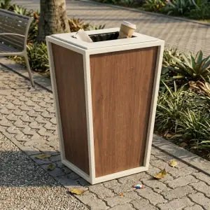 Tempat Sampah Kayu dan Besi Rangka Metal [4]