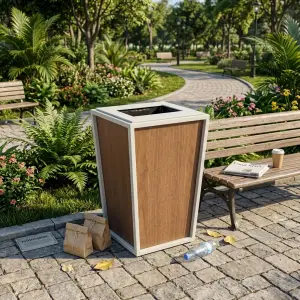 Tempat Sampah Kayu dan Besi Rangka Metal [6]