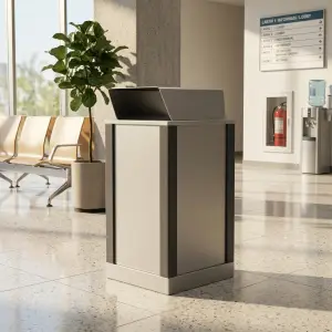 Tempat Sampah Kotak Tutup Miring Stainless [2]