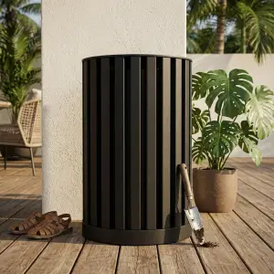 Tempat Sampah Luar Ruangan Silinder Slat Metal Finishing Powder Coat [2]