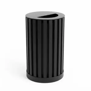 Tempat Sampah Luar Ruangan Silinder Slat Metal Finishing Powder Coat [5]
