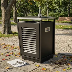 Tempat Sampah Outdoor Panel Louvre Besi Finishing Powder Coat [2]