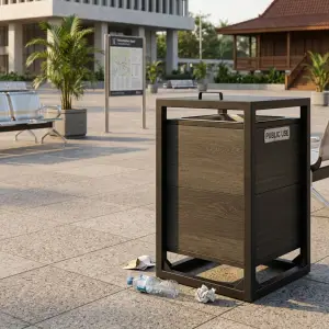 Tempat Sampah Outdoor Rangka Besi Penutup [4]