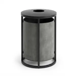 Tempat Sampah Silinder Rangka Besi Finishing Beton