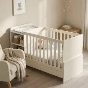 Tempat Tidur Bayi dengan Rak Penyimpanan Samping