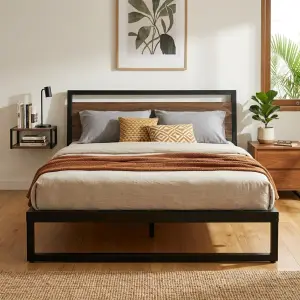 Tempat Tidur Besi Kayu Gaya Industrial [3]