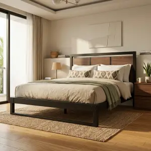 Tempat Tidur Besi Kayu Gaya Industrial [6]