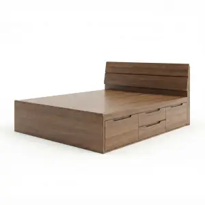Tempat Tidur Kayu Laci Bawah Headboard Horizontal