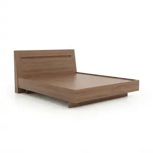 Tempat Tidur Platform Kayu Walnut Minimalis