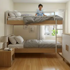 Tempat Tidur Susun Besi Kayu Dua Tingkat [4]