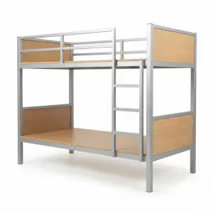 Tempat Tidur Susun Rangka Besi Panel Kayu