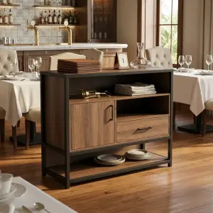 Waiter Station Kayu Besi Gaya Industrial untuk Restoran [2]