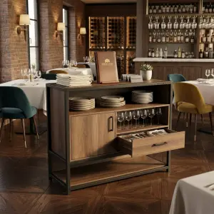 Waiter Station Kayu Besi Gaya Industrial untuk Restoran [5]