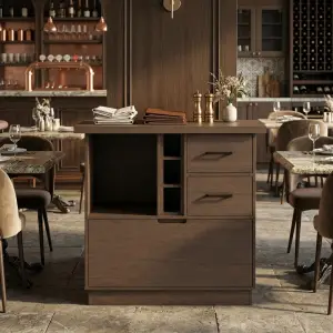 Waiter Station Kayu dengan Laci dan Rak Penyimpanan [2]