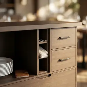 Waiter Station Kayu dengan Laci dan Rak Penyimpanan [3]