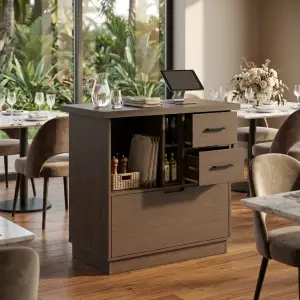 Waiter Station Kayu dengan Laci dan Rak Penyimpanan [4]