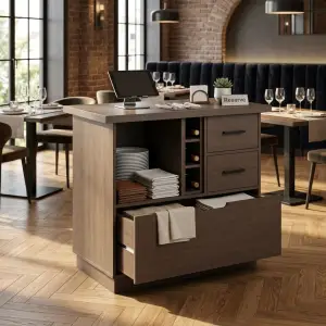 Waiter Station Kayu dengan Laci dan Rak Penyimpanan [5]
