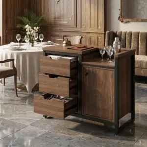 Waiter Station Kayu Industrial dengan Laci dan Lemari Penyimpanan [4]
