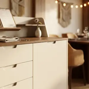 Waiter Station Kayu Scandinavian dengan Laci dan Lemari Penyimpanan [3]