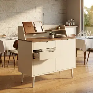 Waiter Station Kayu Scandinavian dengan Laci dan Lemari Penyimpanan [4]