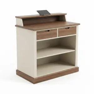 Waiter Station Kayu Two-Tone untuk Restoran dan Cafe