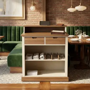 Waiter Station Kayu Two-Tone untuk Restoran dan Cafe [2]