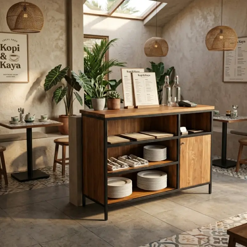 Waiter Station Kayu Besi untuk Cafe dan Restoran [3]