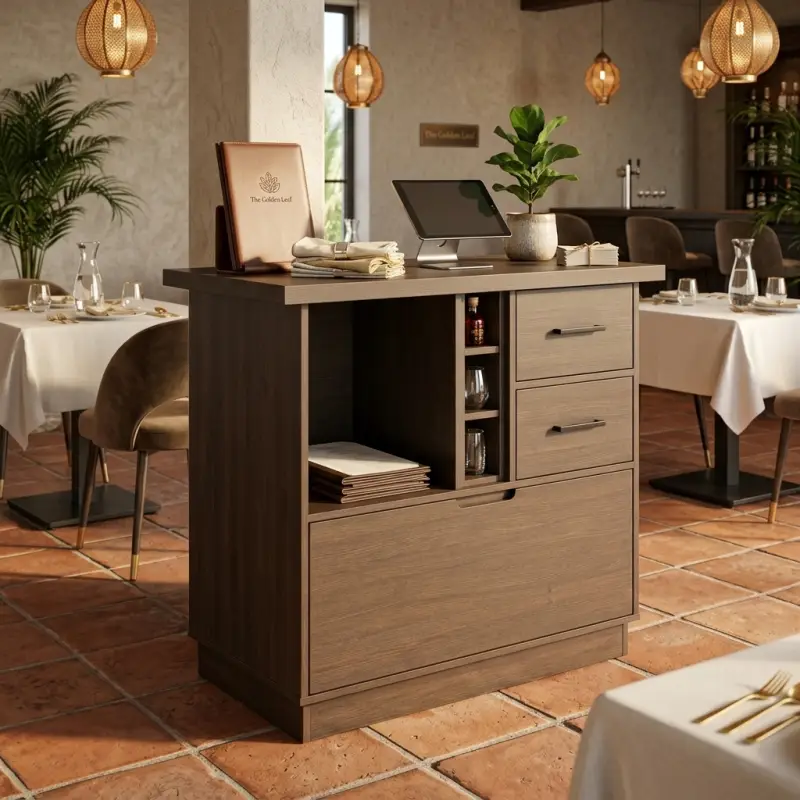 Waiter Station Kayu dengan Laci dan Rak Penyimpanan [6]