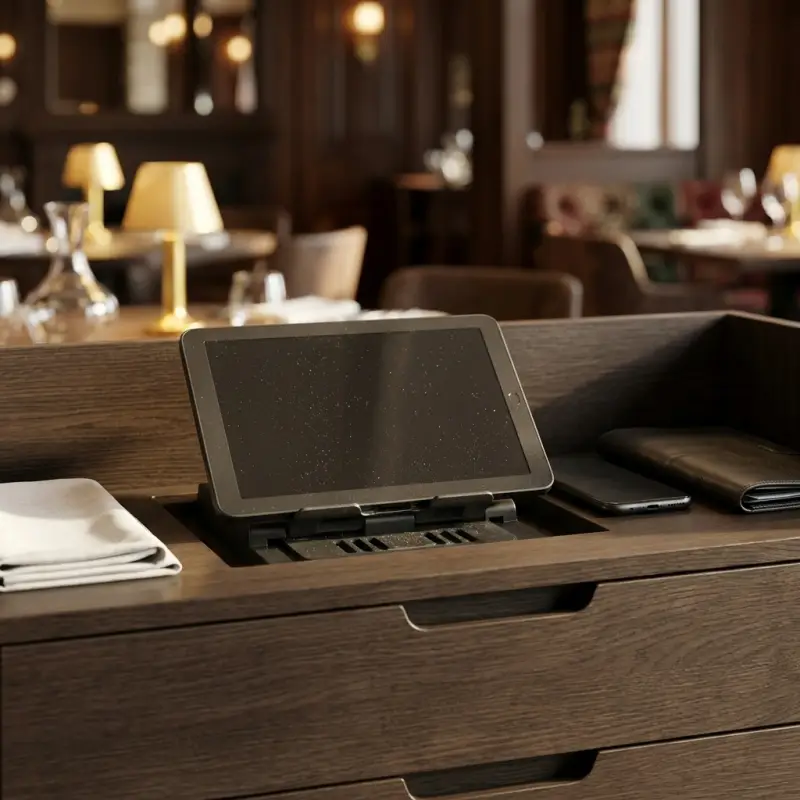 Waiter Station Kayu dengan Laci dan Tablet Stand [5]