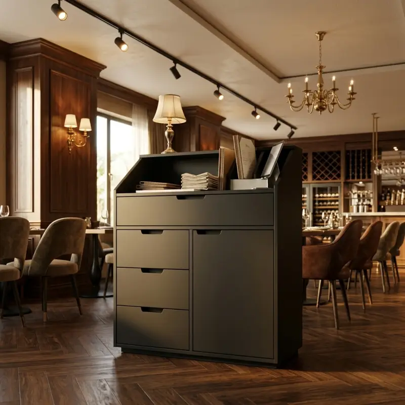 Waiter Station Kayu Laci Multi-Kompartemen untuk Restoran [6]
