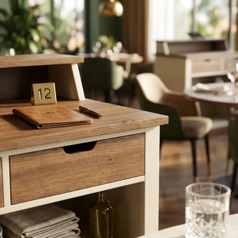Waiter Station Kayu Two-Tone untuk Restoran dan Cafe [3]