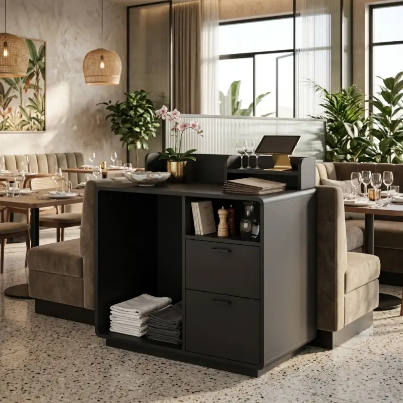 Waiter Station Restoran dengan Laci dan Rak Penyimpanan [4]