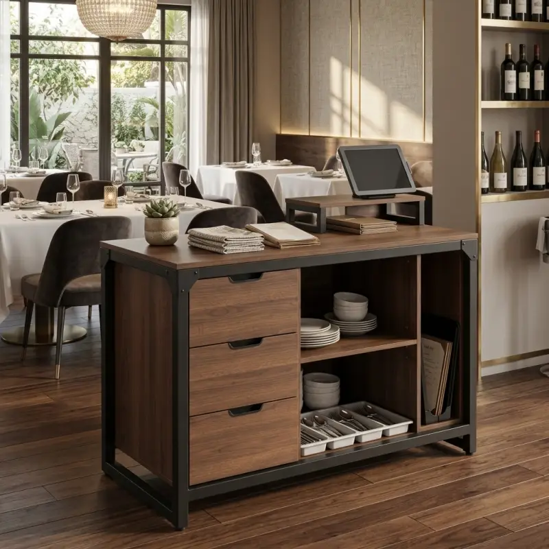 Waiter Station Restoran Rangka Besi Laci 3 Susun [4]